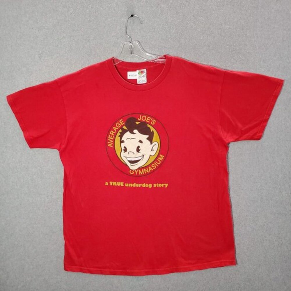 VINTAGE Average Joes Gymnasium Men Shirt XL Red Dodgeball Movie Promo Y2K Tee‎